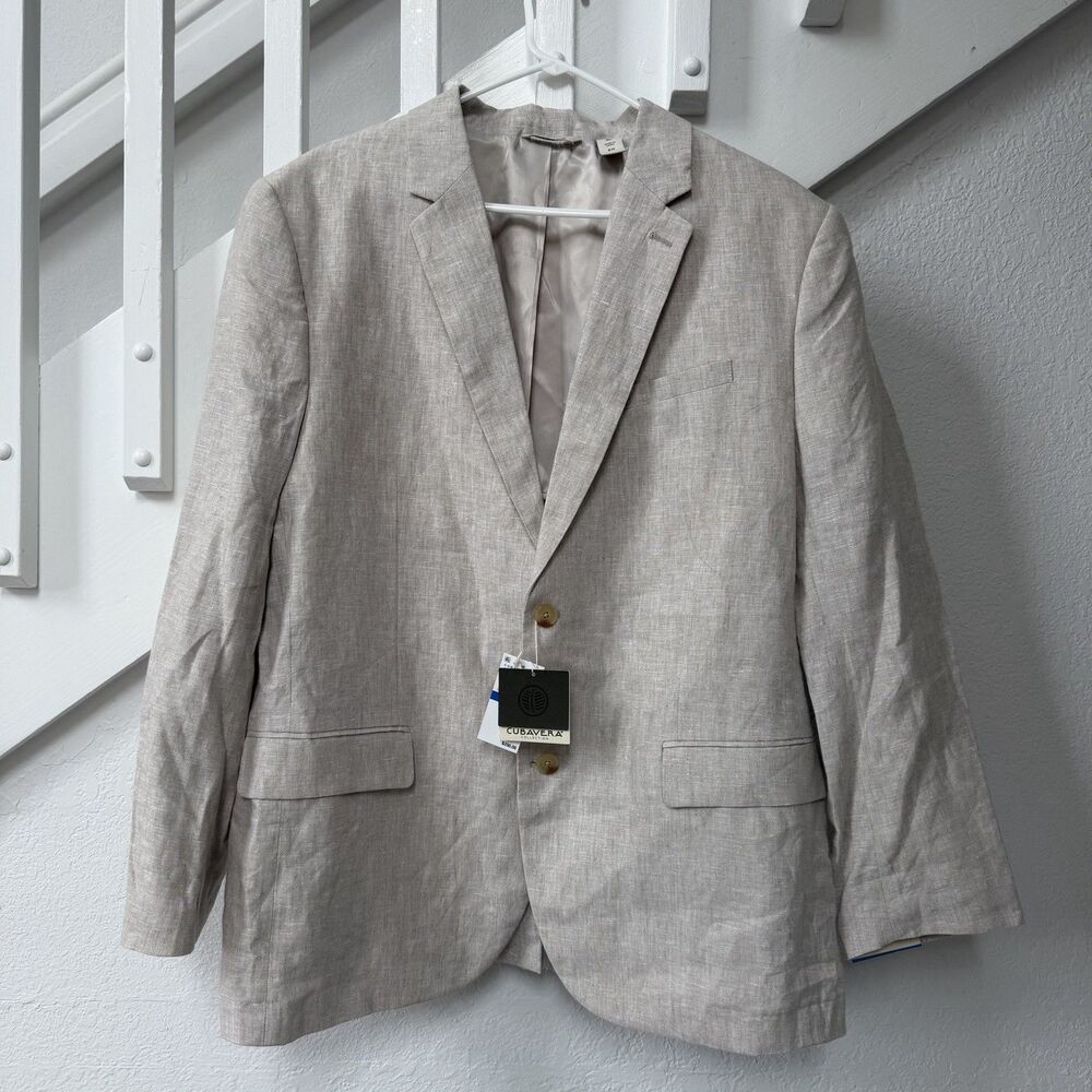 CUBAVERA Classic Fit 100% Linen Solid Delave Blazer Sport Coat NWT Size XL